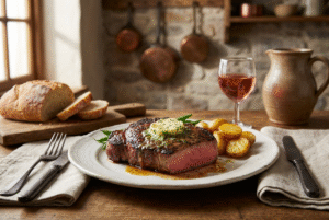 Faux-filet de bœuf BIO grillé avec beurre maître d'hôtel
