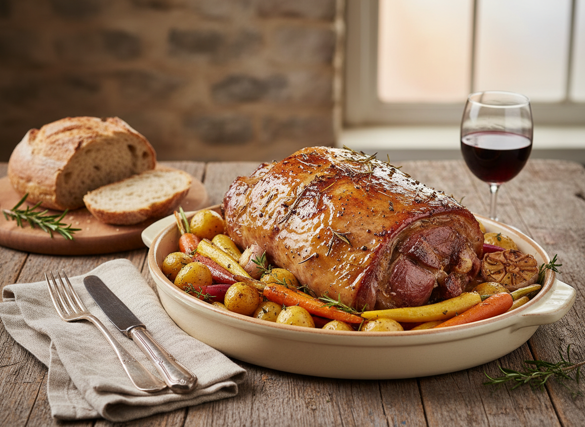 Épaule d’agneau confite au miel et aux épices, cuisson lente